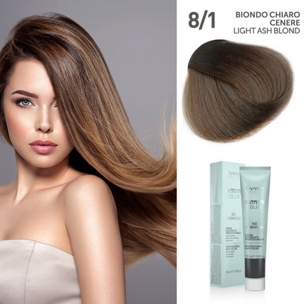 Vopsea fara amoniac ITALIA - OYSTER Perlacolor NA 8/1 LIGHT ASH BLOND 100 ml