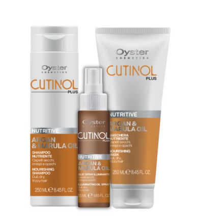 Tratament in 3 pasi pentru nutritia parului, cu Ulei de Argan si Marula - OYSTER Cutinol Plus Nutritive Pack