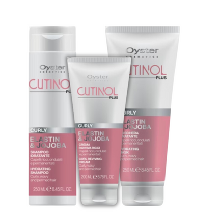 Tratament in 3 pasi pentru definirea buclelor, cu Elastina si Ulei de Jojoba - OYSTER Cutinol Plus Curly Pack