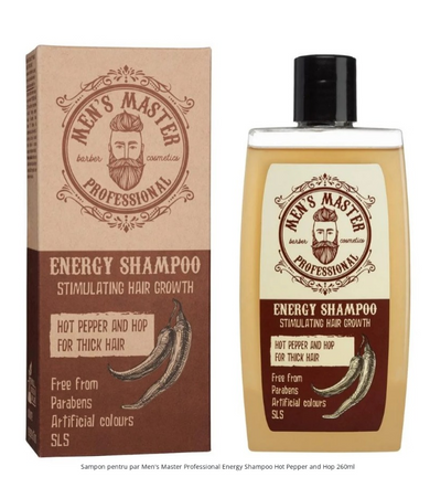 Sampon pentru intarirea parului - MEN'S MASTER Professional Energy Shampoo Hot Pepper and Hop 260 ml