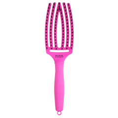 Perie pentru styling si masaj capilar, par mistret - Olivia Garden Finger Brush ThinkPink Neon-Purple  Medium