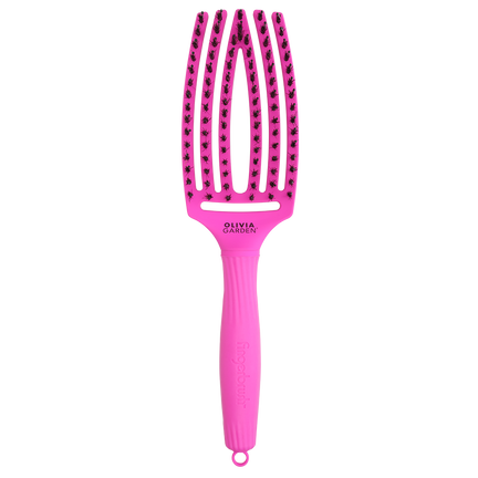 Perie pentru styling si masaj capilar, par mistret - Olivia Garden Finger Brush ThinkPink Neon-Purple  Medium