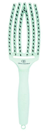 Perie pentru styling si masaj capilar, par mistret - Olivia Garden 8541 Finger Brush Medium Combo Pastel Verde