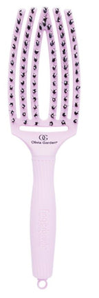 Perie pentru styling si masaj capilar, par mistret - Olivia Garden 8534 Finger Brush Medium Combo Pastel Roz